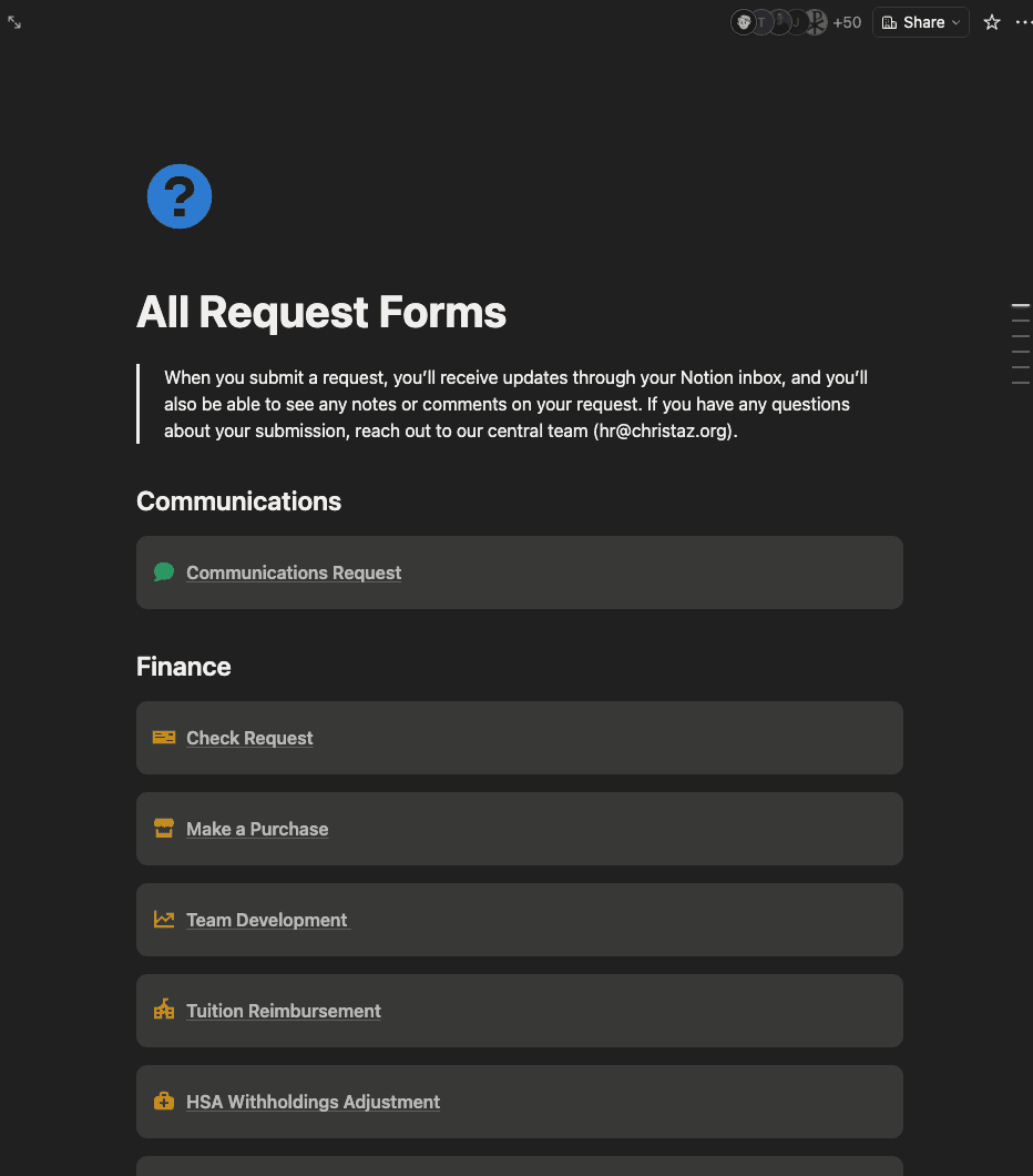All Request Forms Hub